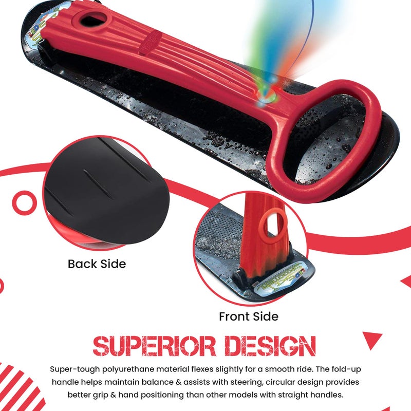 Geospace Winter Fun Foldable Snow Scooter, Ski Skate, Ski Skooter, Snow Sled, and Kids Snowboard with LED Light â€“ Multi-purpose Portable Sandboard, Snow Skate, and Kids/Teenager Sled for All Ages- Red - Image 3